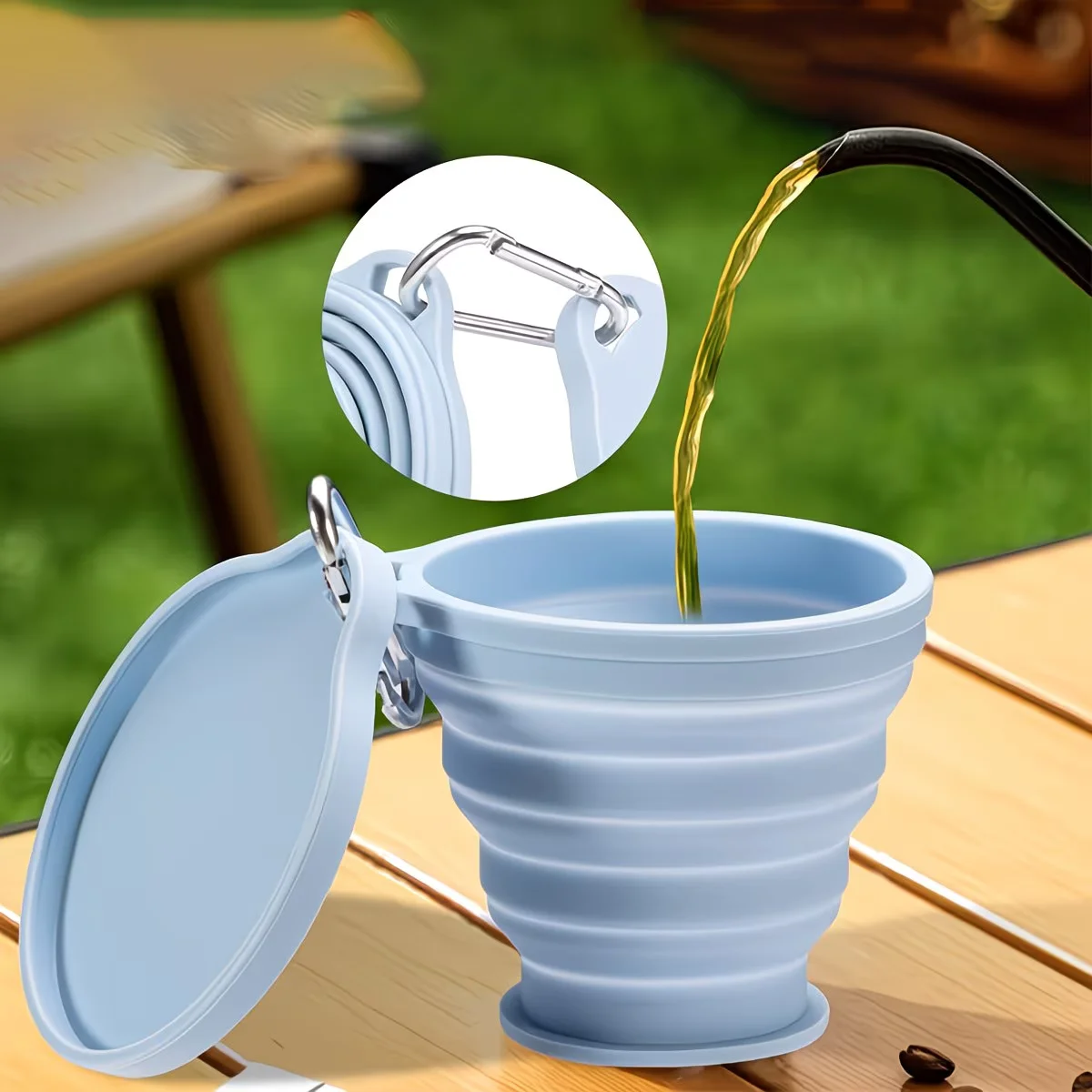 Camping Cooking Mug - 1 قطعة كوب سيليكون قابل للطي