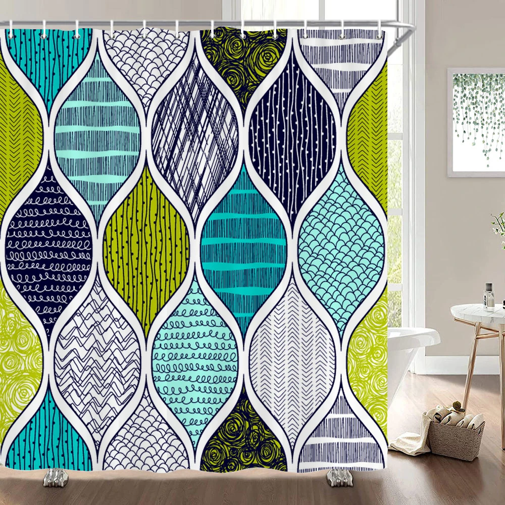 

Nordic style Personality Boho Shower Curtain Abstract Art Modern Bathroom Curtain Geometric Pattern Bath Curtain Bathroom Decor