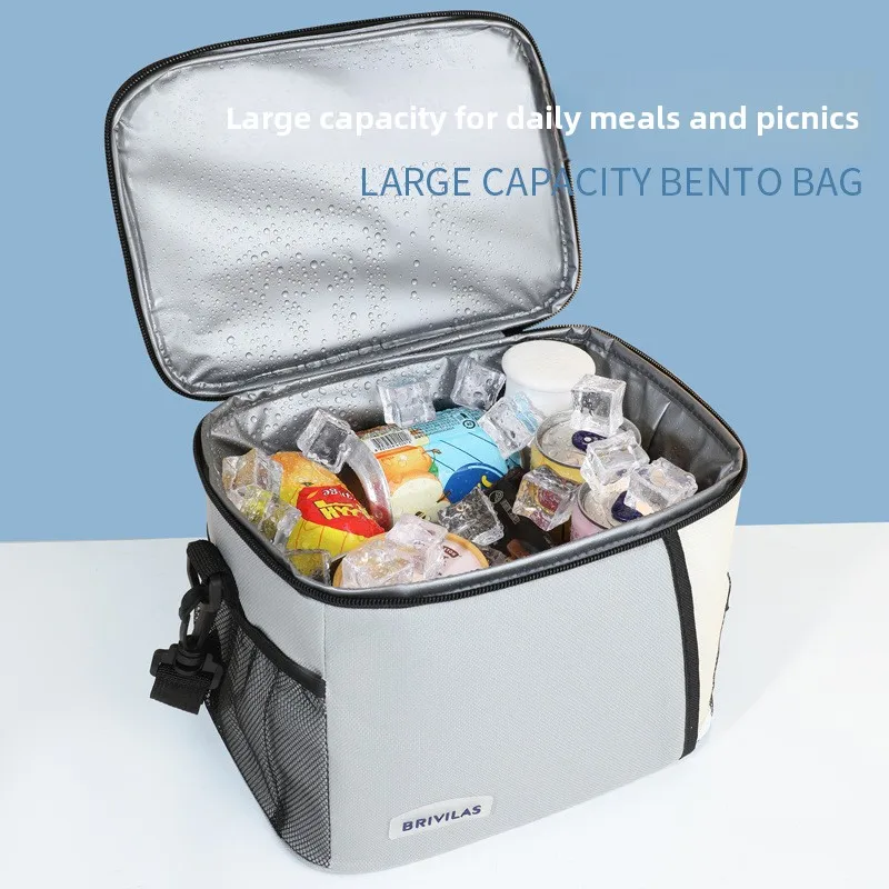 Outdoor Picnic Dopamine Color-Block Insulated Bag, Large-Capacity Crossbody Lunch Cooler Bag