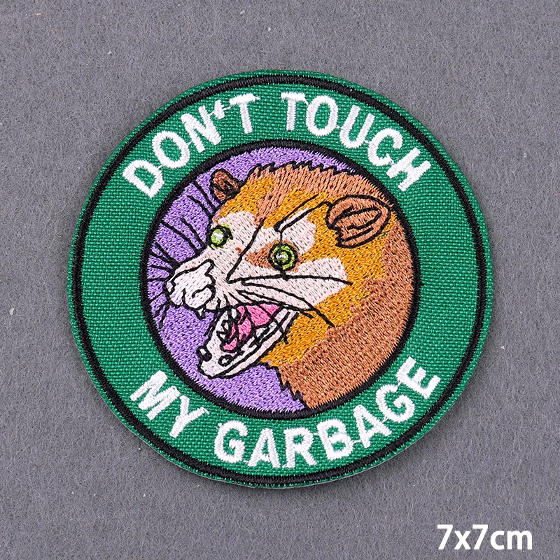 Don\'t Touch My Garbage Patch Opossum Iron On Patch Pop Culture Embroidery Patches For Clothes Funny Badges DIY Applique