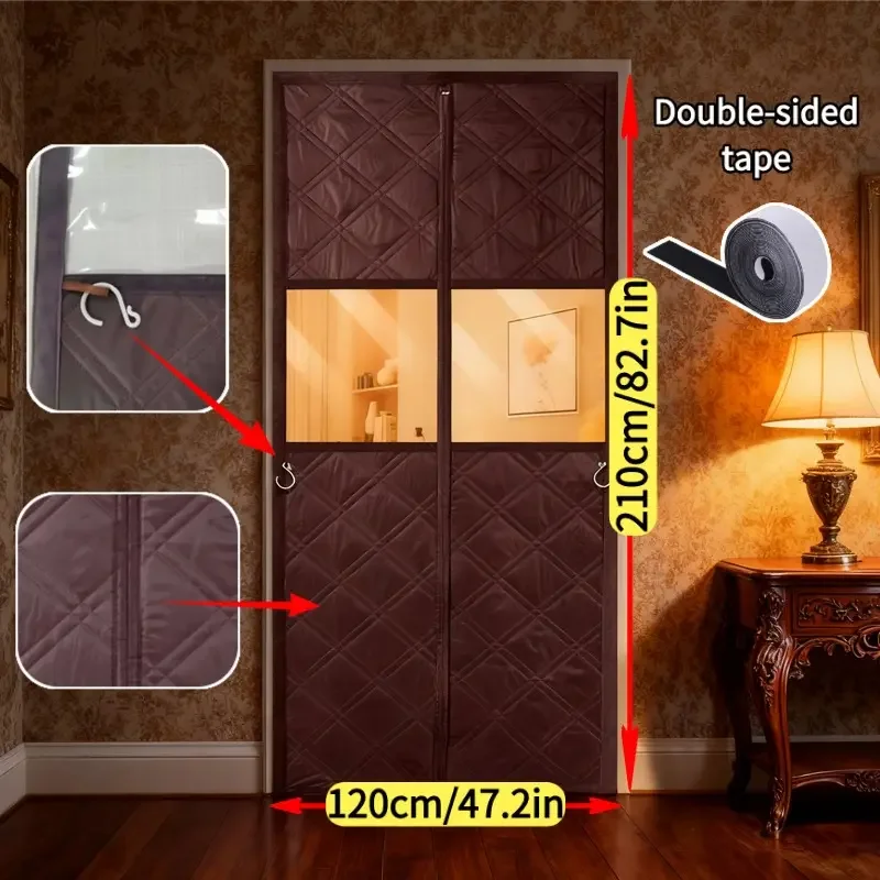 1pc Full Magnetic Strip Thickened Insulated Screen Door, Home Magnetic Heating Screen Door, Winter Warmth Insulation Essential