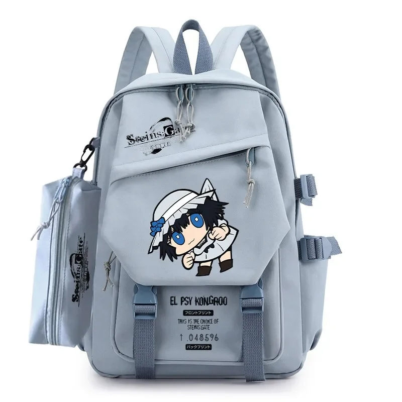 30×43×14cm Blue, Steins;Gate, Anime, Kids Teens School Bags Large Capacity Mochila Gift, Backpacks, Girls Boys