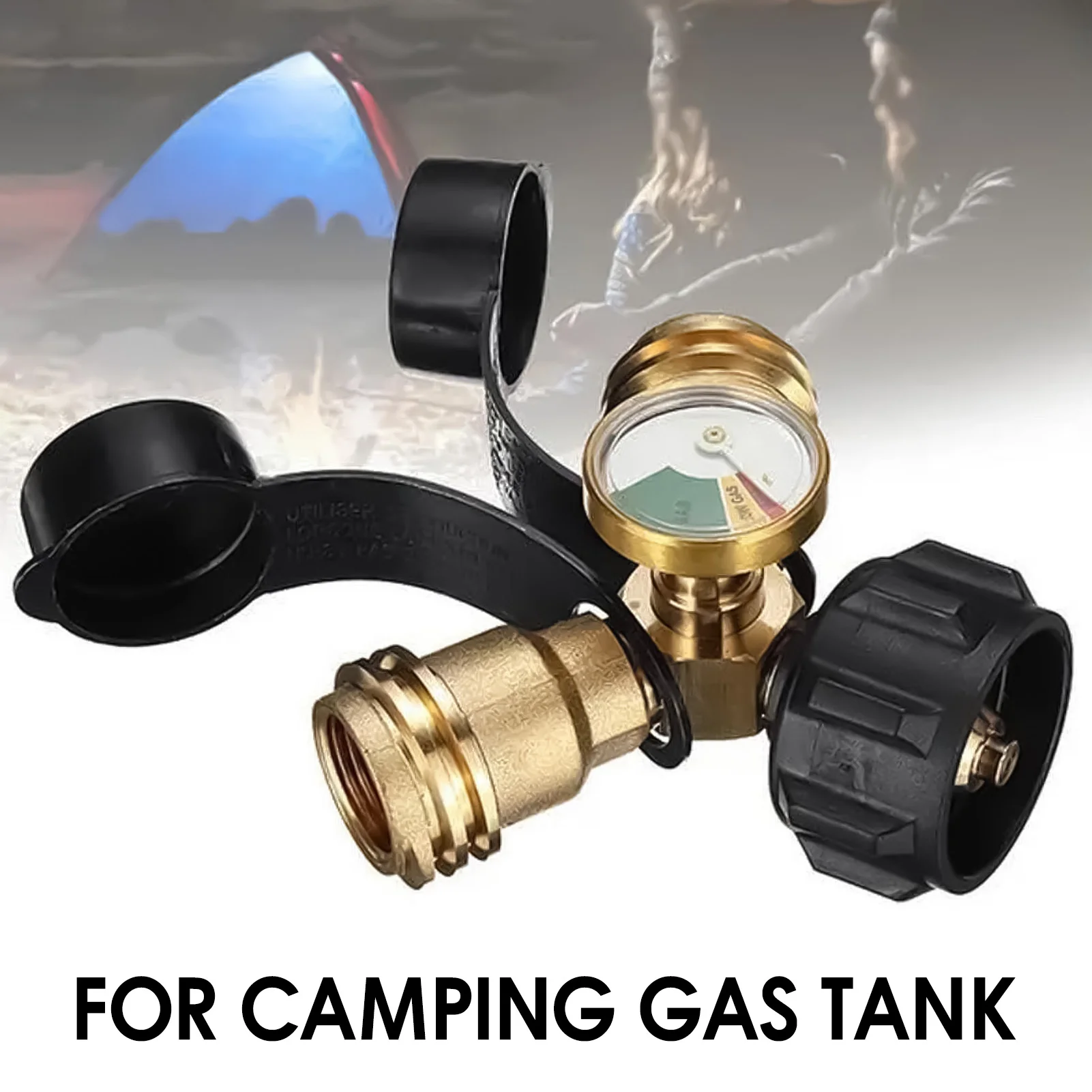 Propane Tank Y Model Adapter Equipped with Dial Gauges Design for Fire Pit Table Outdoor Camping