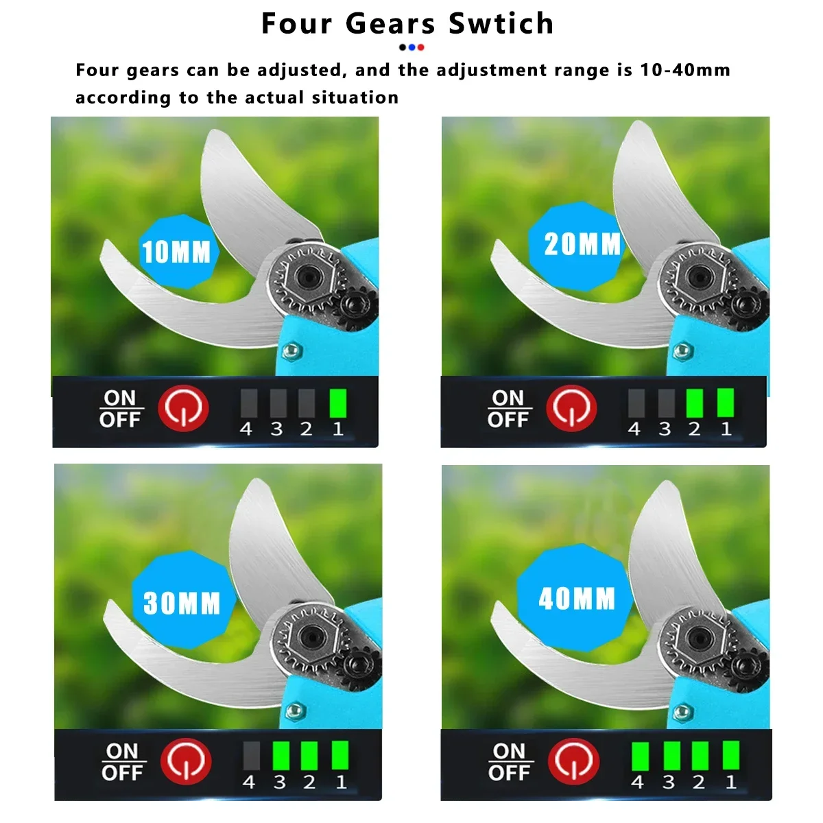 Tijeras eléctricas inalámbricas sin escobillas de 4 engranajes, podadora de poste de extensión, tijeras de podar eficientes para árboles frutales, bonsái, rama de poda