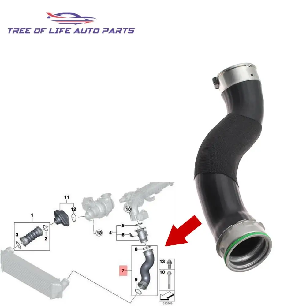 11617823237 7823237 دفعة خرطوم آخذ للهواء الشاحن التربيني خرطوم الهواء الأنابيب لسيارات BMW X5 F15 F85 2013-2018 X6 F16 F86 2014-2019