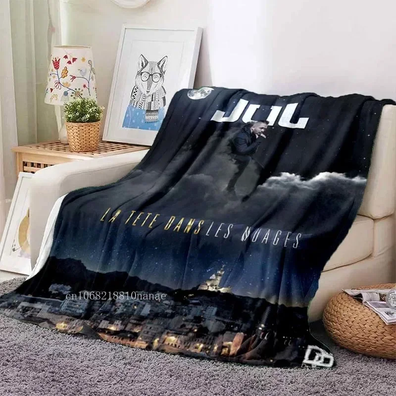 Jul Rapper Blanket Album Cover Art Flannel Thin Blanket French Singer Portable Home Travel Office Lunch Break Blanket