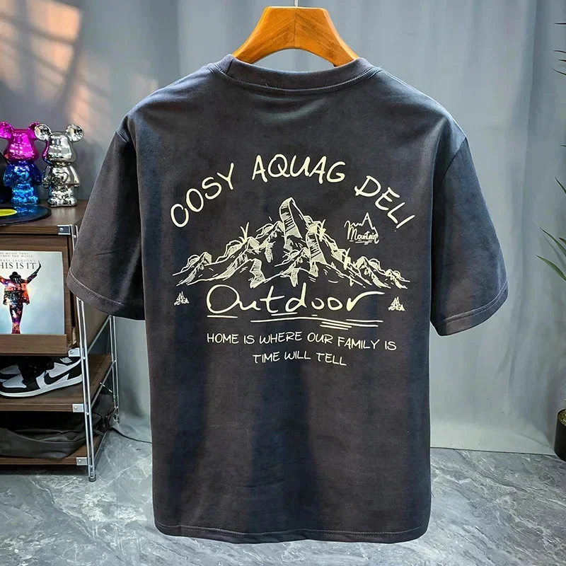 

2026Летняя новая рубашка-TT с коротким рукавом, мужская модная свободная рубашка с принтом и половиной рукавов, повседневный универсальный высококачественный топ с круглым вырезом