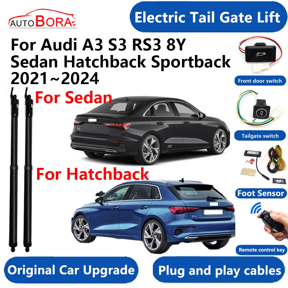 Sistema elétrico de elevação para porta traseira de carro, kit de elevação elétrica, abridor automático de porta traseira para audi a3 s3 rs3 8y sedan hatchback sport