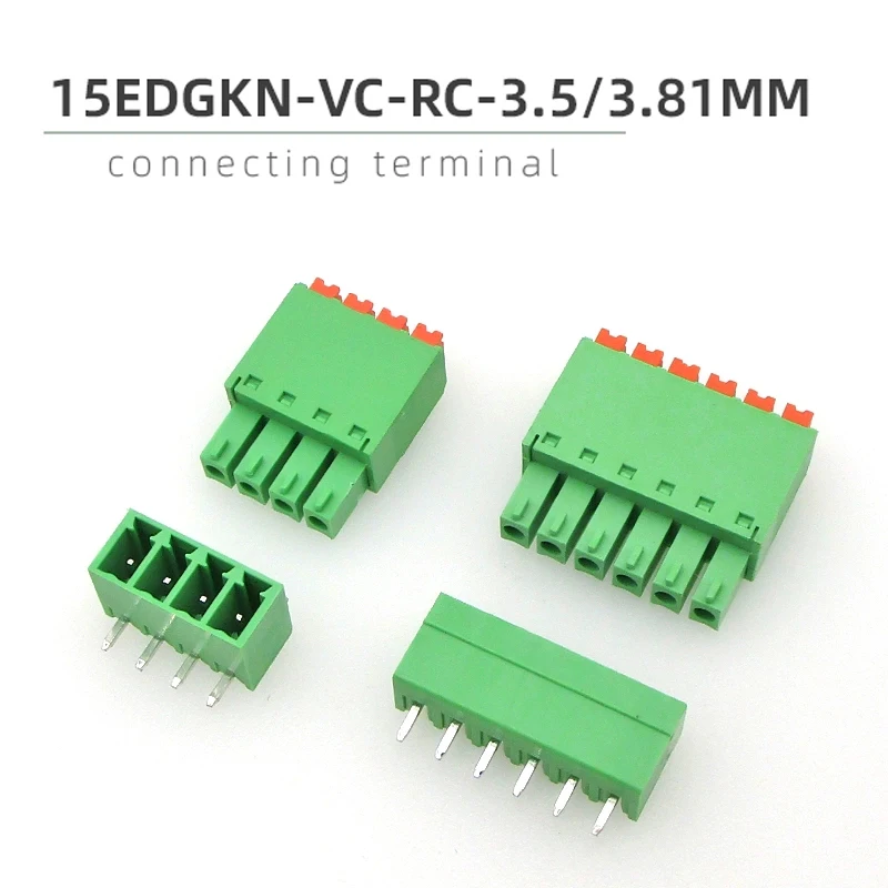 

(10 Pieces) 15EDGKN 3.5mm Screwless PCB Wiring Plugs Plug-in Terminal Blocks PCB 2P~20P Straight Pin Bent Pin Plugs