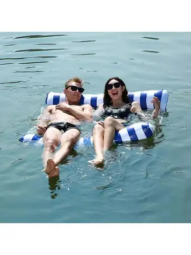 Imagen 2 del producto Hamaca de agua flotante para natación para persona doble, juguete de agua inflable cómodo y plegable para amantes, piscina, playa, juguete de agua para natación de verano