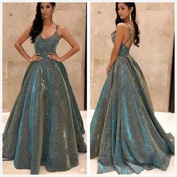 Women Strap Sleeveless High Waist Sequines Long Maxi Dress Floor Length A Line V Neck Sexy Summer Spring Party Evening