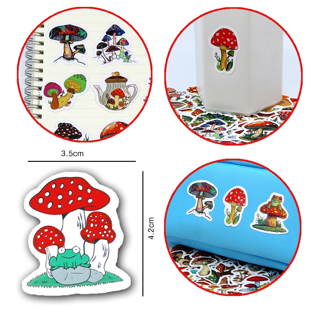 10/50/100pcs Kawaii Mushroom Stickers Toys Cute Cartoon Decals For Kids DIY Laptop Scrapbook Stationery Fridge Funny Sticker