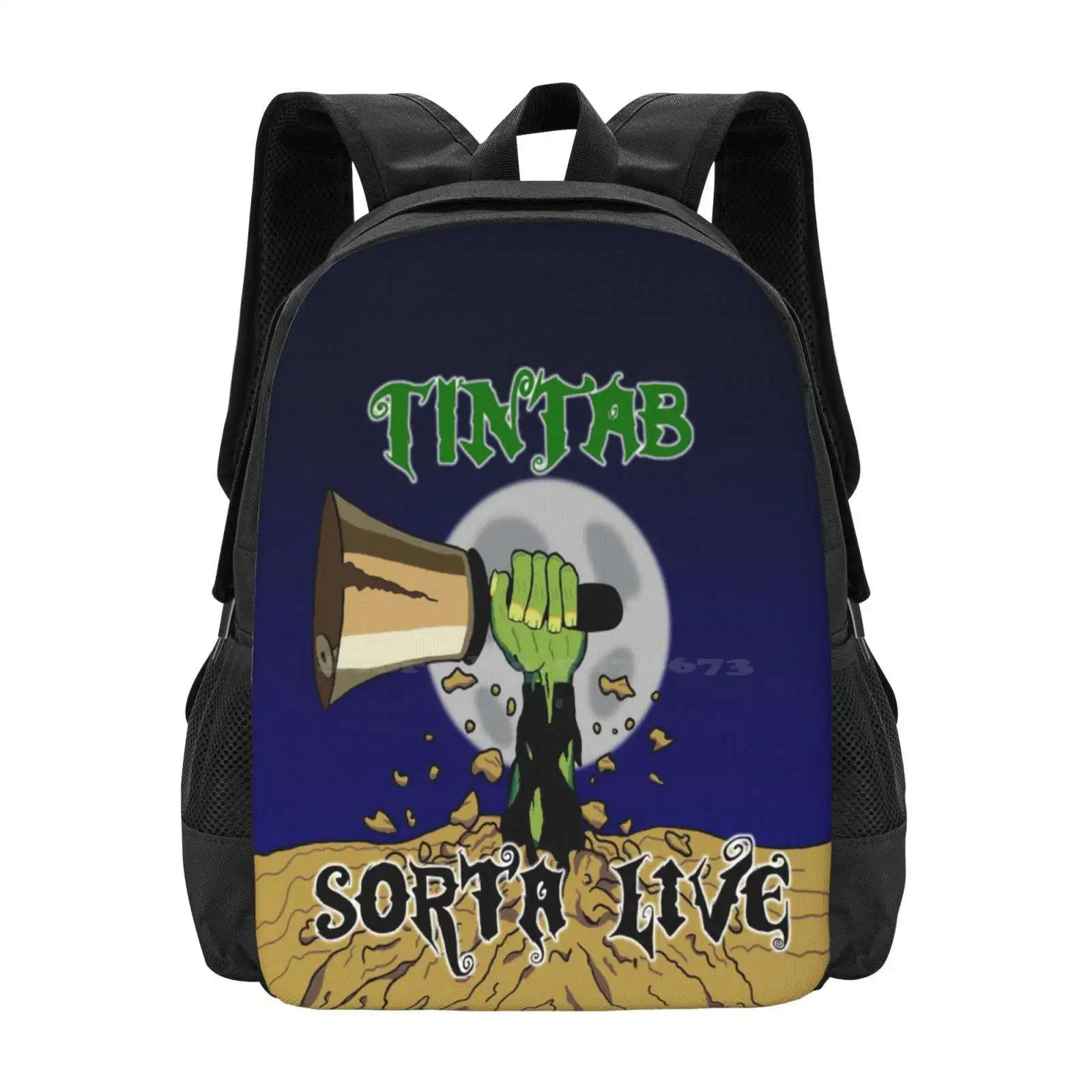 Tintab Sorta Live Hot Sale Schoolbag Backpack Fashion Bags Handbell Tintabulations Sorta Live Music Zombie Moon