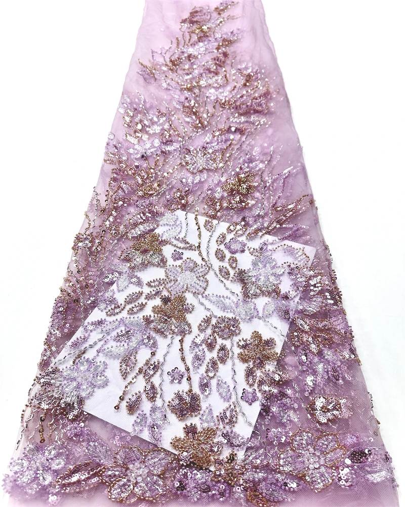 Afrikaanse kralen kant stof 2025, hoge kwaliteit Nigeriaanse pailletten kralen kant stof Franse veters stoffen voor feestjurk naaien