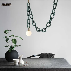 Modern Simple Indoor Retro Dark Green Decorative Glass Chandelier Bedroom Living Room Art Dining Table Chandelier