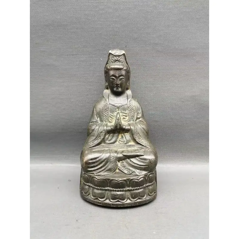 Miscellaneous Ornaments, Small Bodhisattva Figurine, Sitting Guanyin Statue, Antique Copper Collec