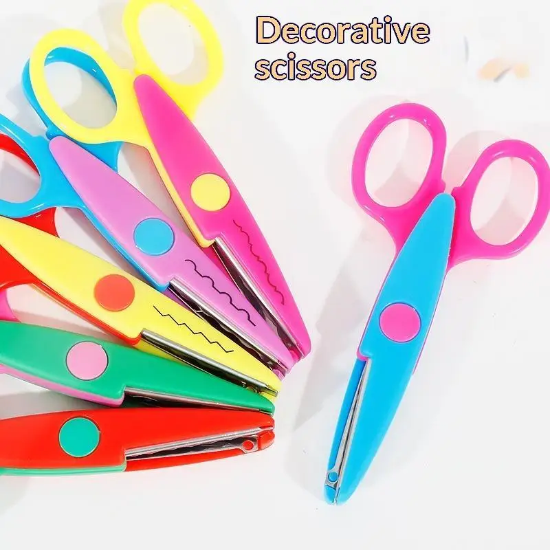~Student DIY Color Album Decorative Lace Scissors Comfortable Hand Paper Cuttings Art Safety Scissors