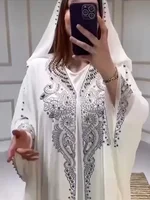 Eid Robe musulmane pour femmes à capuche Abaya 2 pièces ensemble diamant Jalabiya Maroc robes de soirée dubaï Abayas caftan Robe longue Robe 3