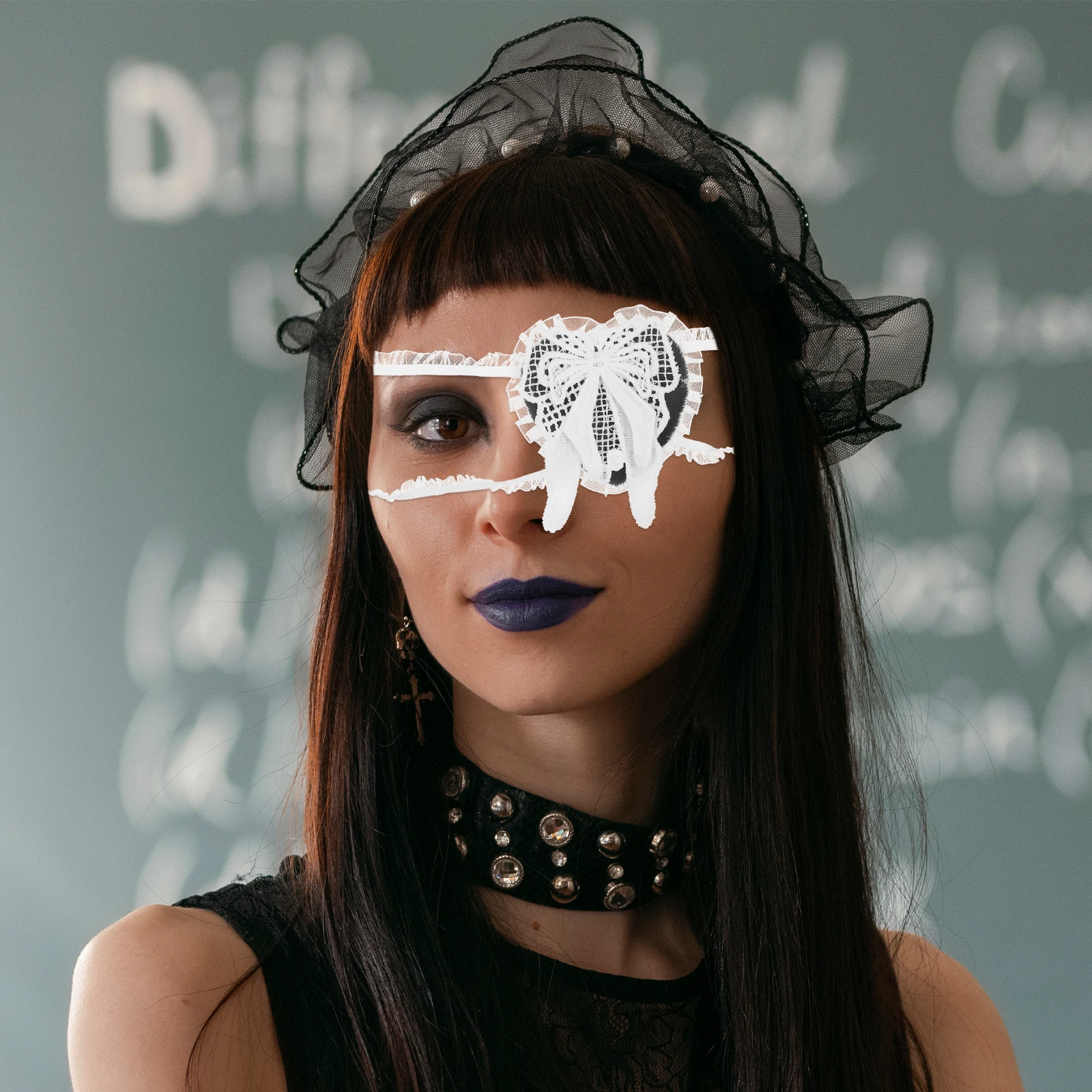 

Black White Lace Eye Patch Women Gothic Halloween Party Masquerade Cosplay Props Half Mask Comfort Mystery Design Durability