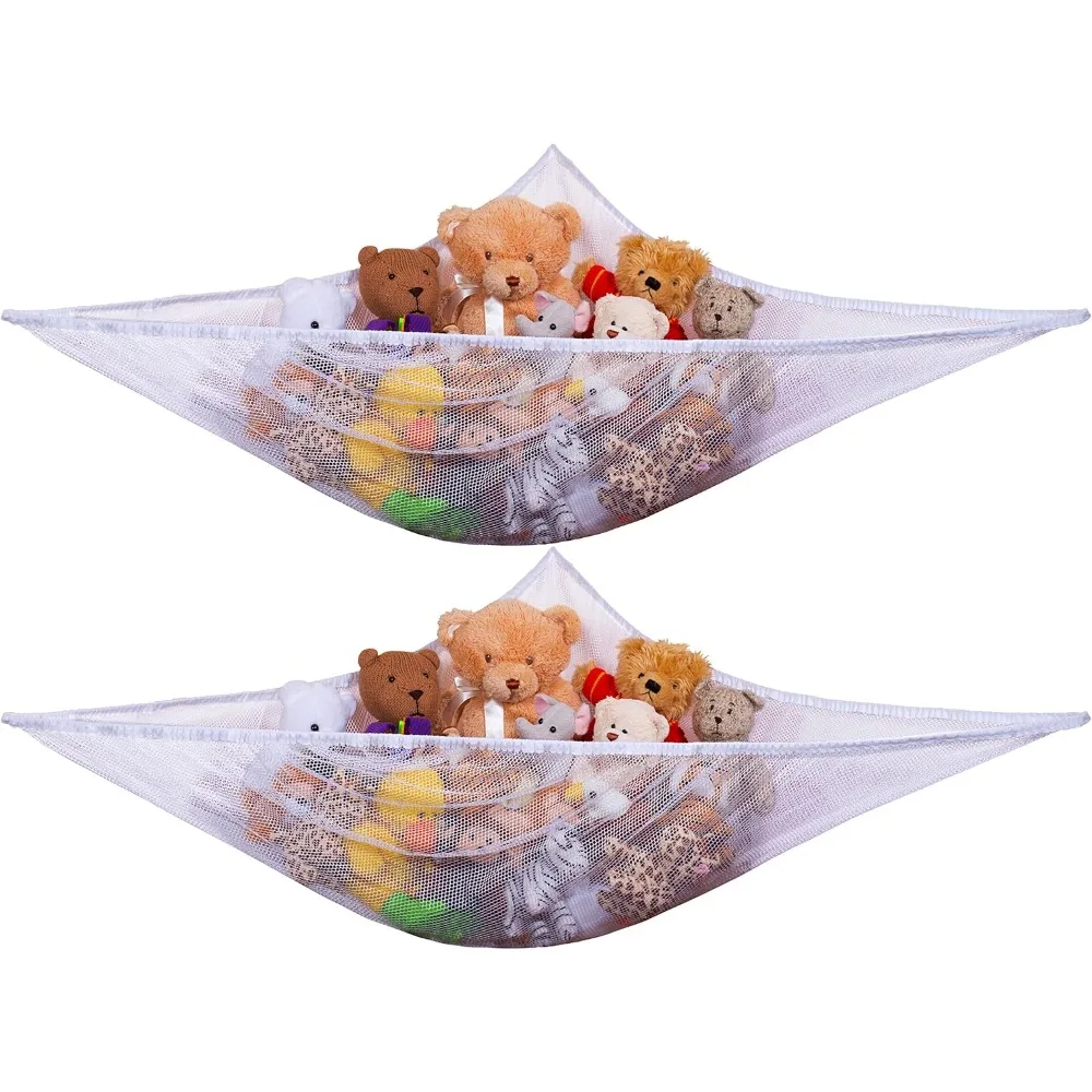 

Jumbo Toy Hammock, White, Organize Stuffed Animals & Children's Toys with This Mesh Hammock, Great Decor