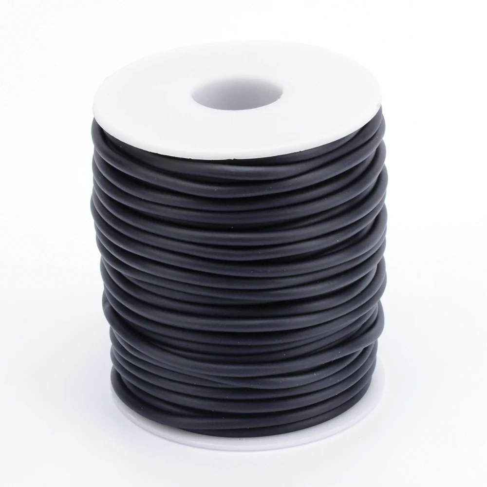 

1roll PVC Tubular Solid Cord No Hole Wrapped Around White Plastic Spool Black 3mm 32.8 yards(30m)/roll