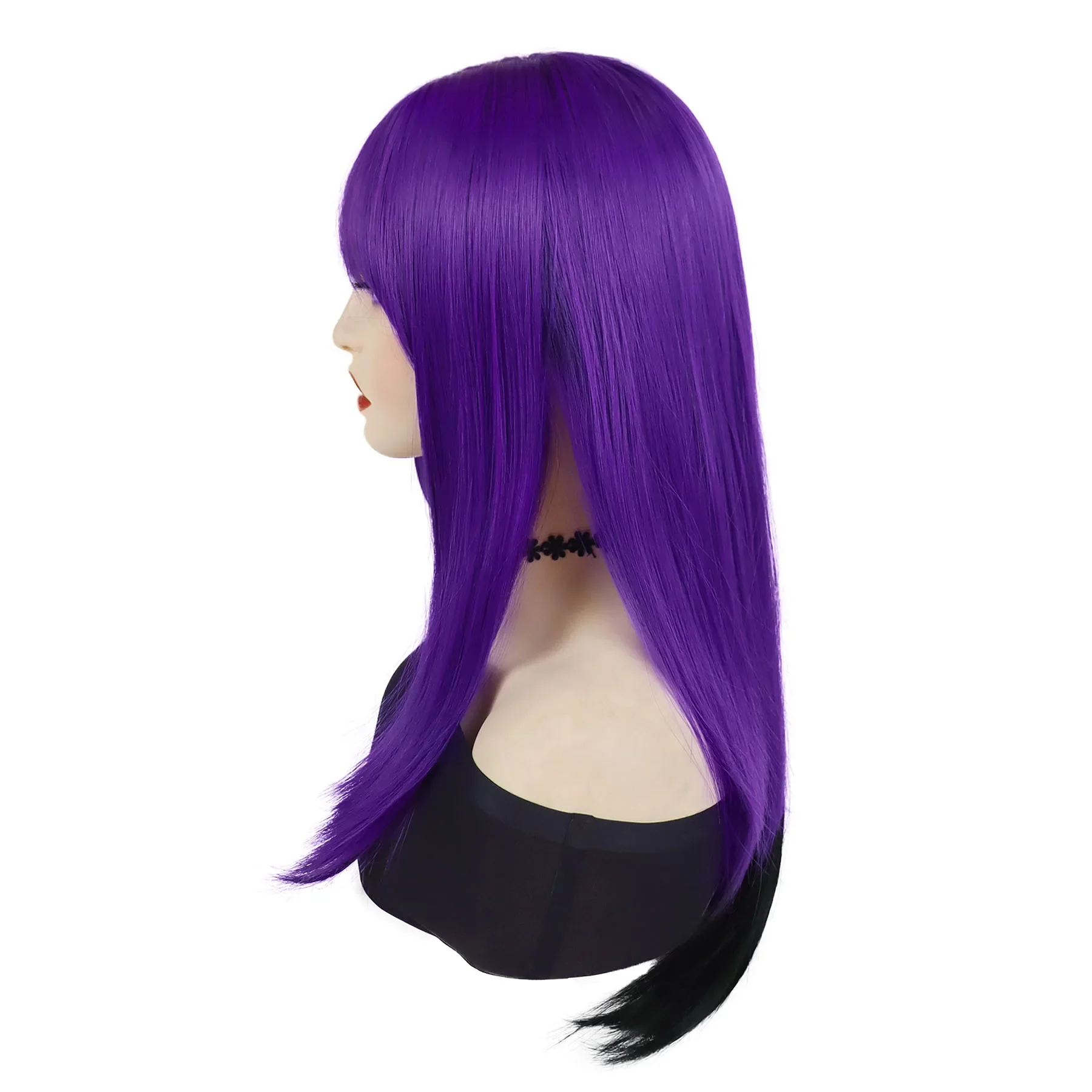 Synthetic Long Purple Wig for Women Girls Kids Halloween Costume Wigs Curly Hair Wavy Descend Cosplay Anime Movie Musicals Wig