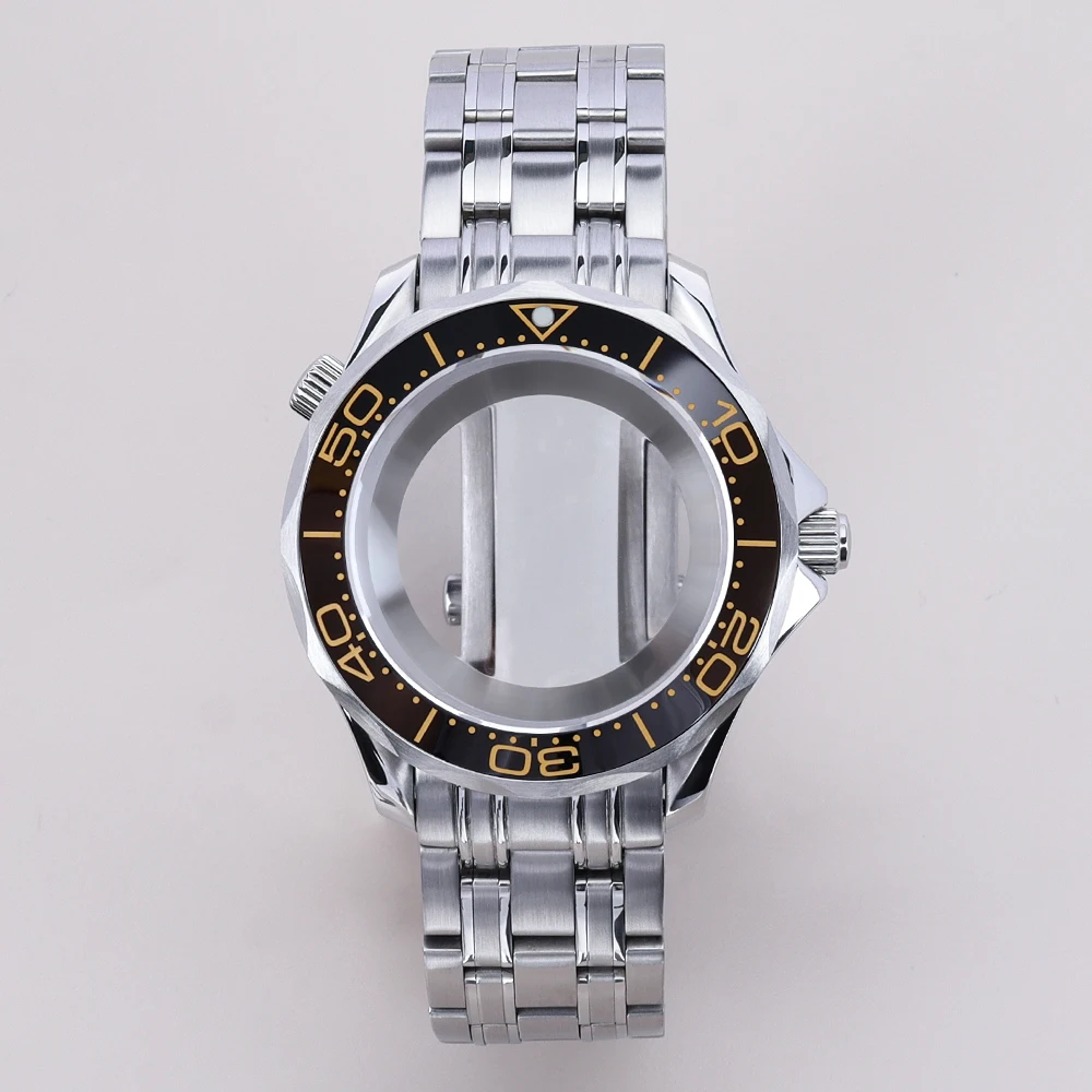 NH35 Watch Case Strap 41mm Waterproof Transparent Back for Seamaster 300 NH35 NH36 NH34 movement 31mmDial for 38mm SUB/GMT bezel
