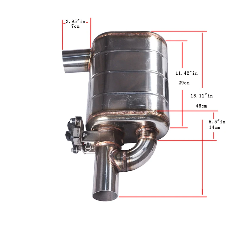 [Custom product] For 2.0/2.5/3.0-inch side inlet single-outlet exhaust muffler Catback system remote control muffler