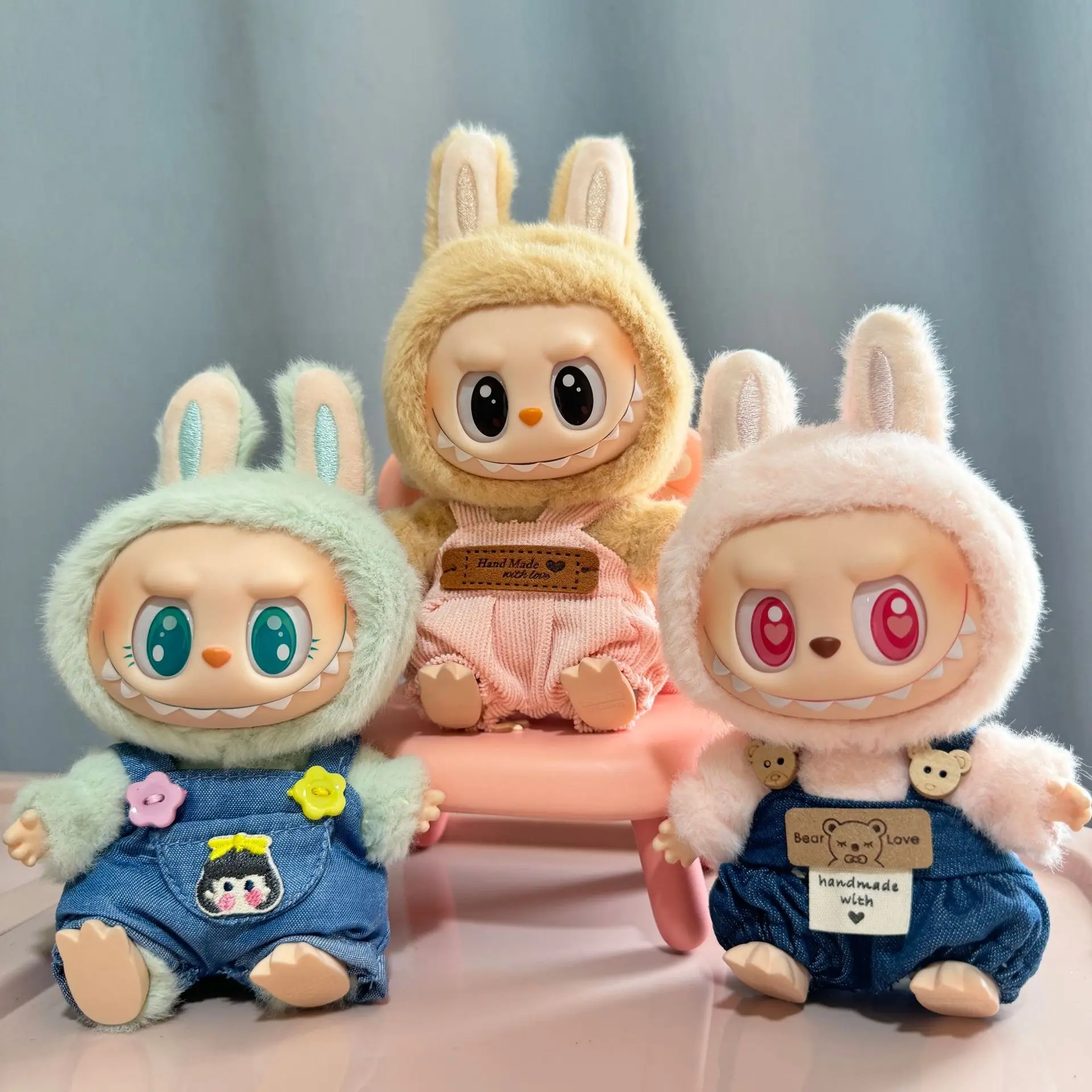 Vêtements de course en peluche mignons, pantalons à bavette Labubu I II, poupées d'idole, vêtements de fête assis, accessoires de tenue pour Kpop coréen, Exo