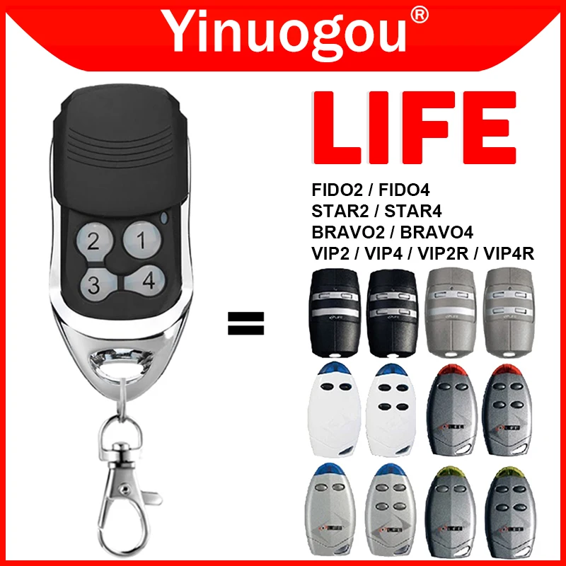 LIFE Garage Gate Remote Control LIFE FIDO2 FIDO4 VIP2 VIP4 VIP2R VIP4R STAR2 STAR4 BRAVO2 BRAVO4 Command Transmitter 433.92MHz