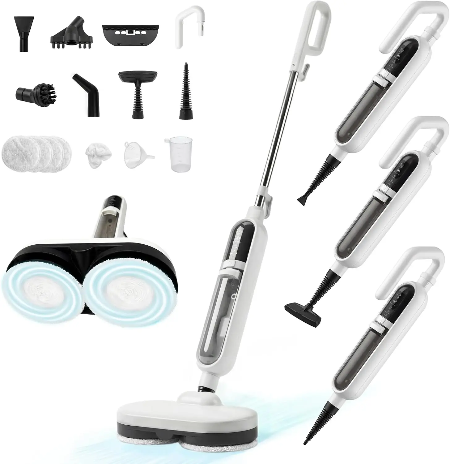 Scrubbing Steam Mop for Floor Cleaning with Rotating Pads Steamer | 2 in 1 Steam Cleaner, 500ML Tank, 15-in-1 Multipurpose Handh