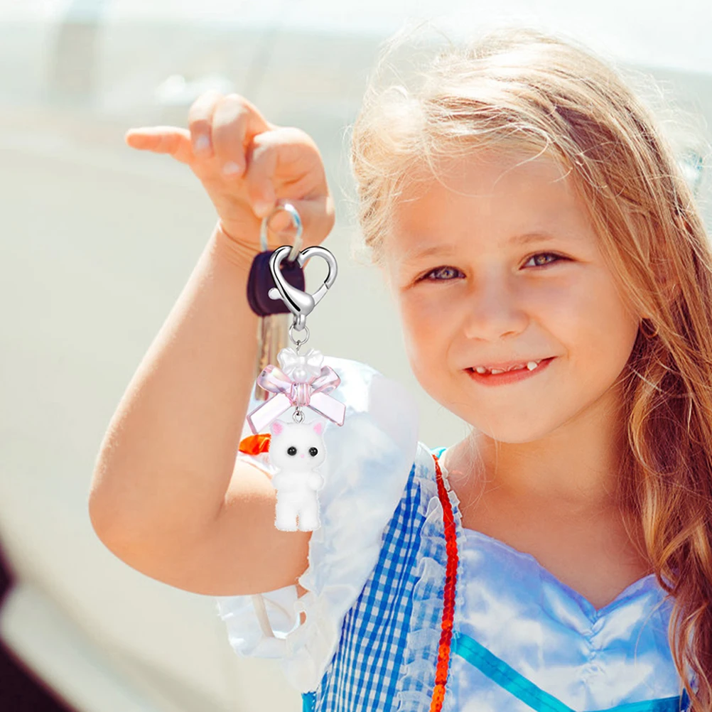 2 pcs Cat Keychain Cute Resin 3D Design Bag Charms Keychains Lightweight Animal Girl Phone Hanging Pendant Backpack