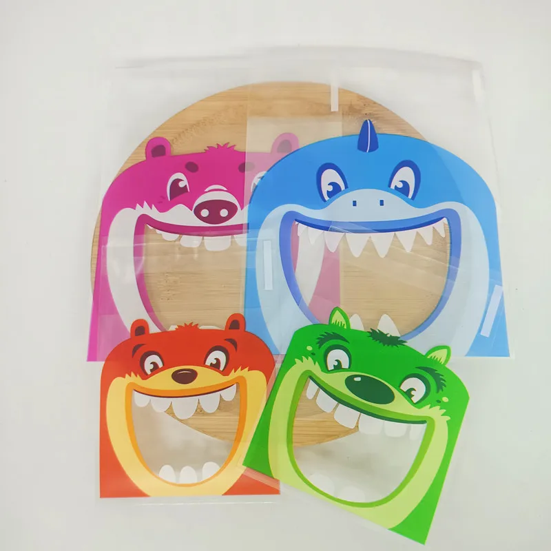 Candy Cookie Plastic Packaging Bags Cartoon Monster Self-adhesive Gift Packing Bags Small Biscuit Storage Bags 7x7cm 10x10cm