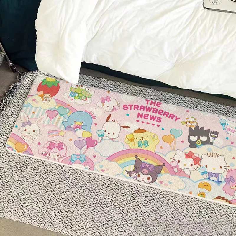 Long Sanrio Family Cute Anime Floor Rug Doormat Carpet Bedroom Livingroom Non-slip Large Mat Cartoon For Boy Girls Acrylic Plush