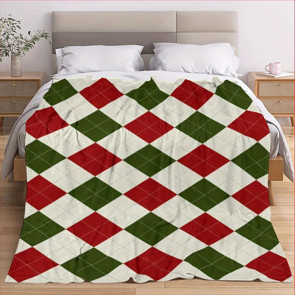 Festive Checkered Plaid Blanket Reversible Flannel Throw for Holiday Style AllSeason Comfort Classic Pattern Gift