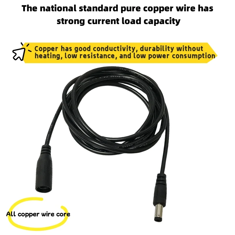 All Copper DC Power Extension Cable 1-20M DC 5.5*2.1mm Compatible with Projectors Monitors Laptops Cameras