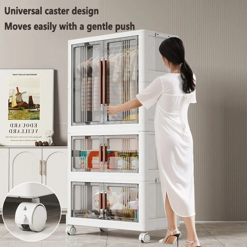 Simple Children's Wardrobe Home Clothes Storage Cabinet Bedroom Storage Cabinet Baby Clothes Hanging Cabinet Rental Room Sto image 6
