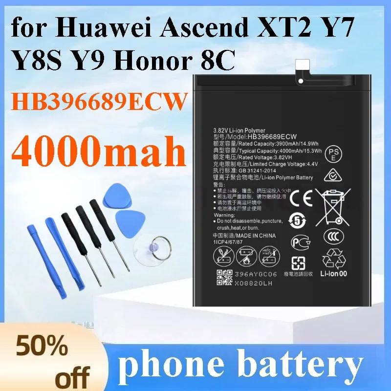 New HB396689ECW Battery 4000mAh High Capacity Replacement Battery for Huawei Ascend XT2 Y7 Y8S Y9 Honor 8C