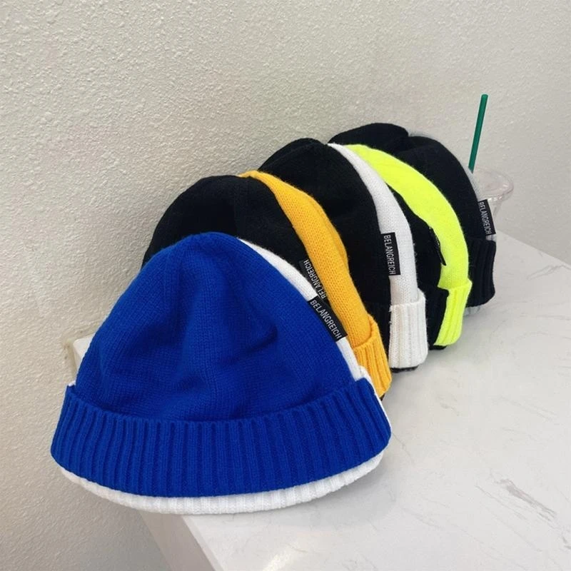 

Вязаная шапка в стиле хип-хоп, шерстяная шапка соответствующего цвета, универсальная шляпа дыни для уличных танцоров