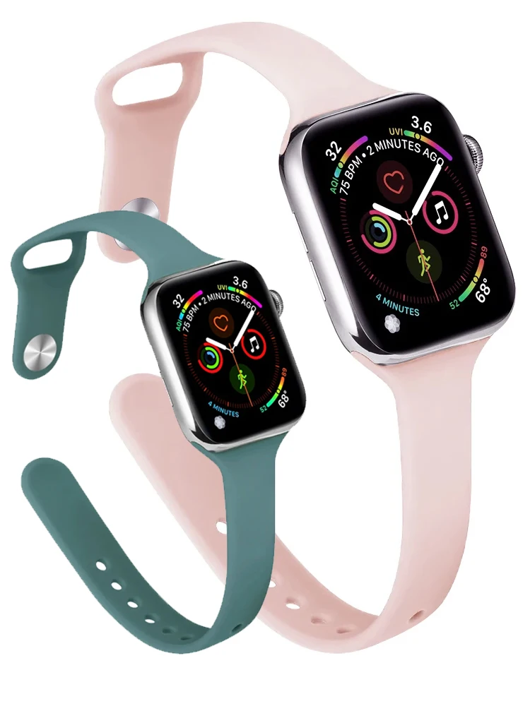 

Тонкий ремешок для Apple Watch Band 42 мм, 40 мм, 44 мм, 41 мм, 46 мм, 45 мм, силиконовый браслет correa iwatch series 11-10-9-8-7-6-5-SE 3