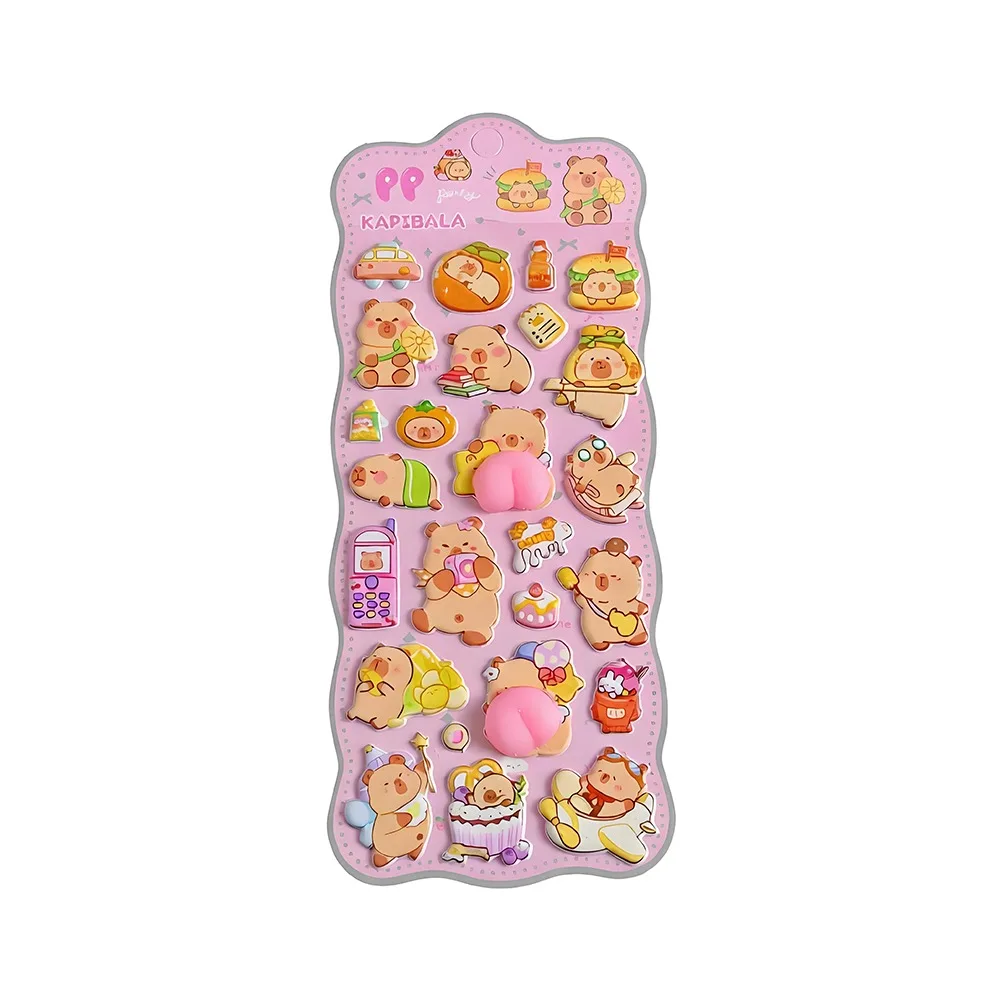 

High Quality Capybara Butt Stickers DIY Scrapbook Stationery Stickers Phone Case Paster Decals Puffy Stickers Children