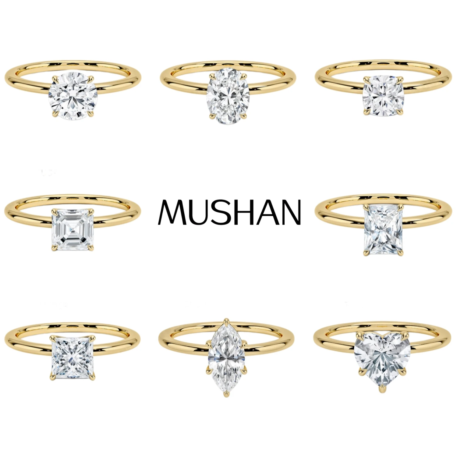 MUSHAN Bespoke Luxury Jewelry 925 Sterling Silver Ring Band D Color VVS1 Moissanite Diamond Ring Wedding MST Patent Fine Jewelry