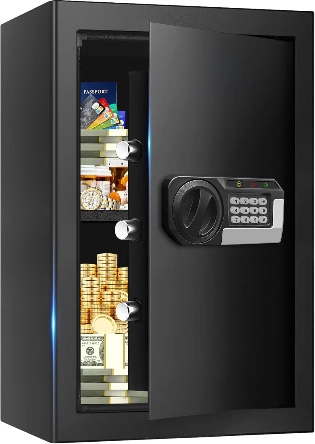 

5.1 Cuft Fireproof Waterproof Safe with Electronic Keypad, Large Home Security Box for Documents Money