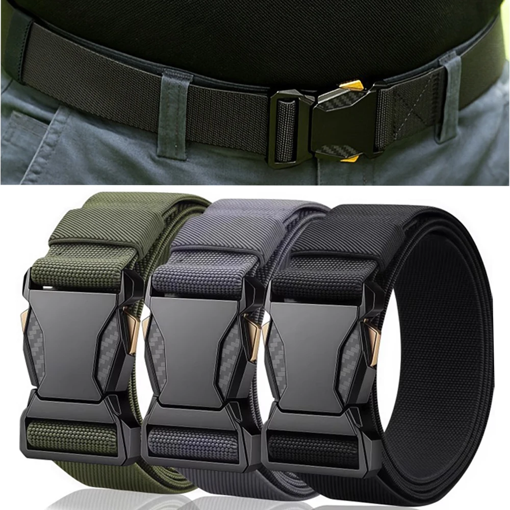 Men's Tactical Belt Casual Buckle Belts Nylon Braided Waist Belt Breathale for Daily Jeans or Outdoor Adventure Training