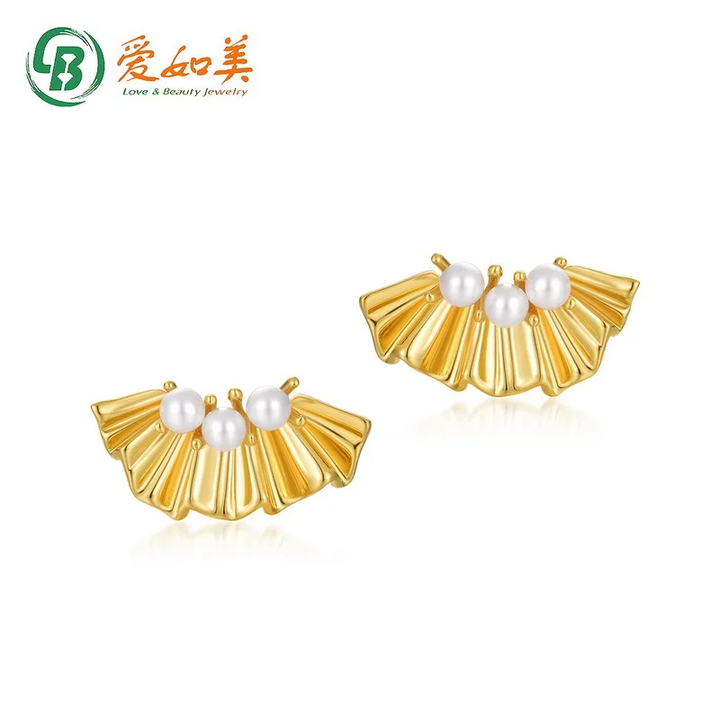 

18K Gold PT950 Platinum Silver Plated 7-layer Gold Shell Pearl Forest Women's Gesanghua Earrings Internet Famous New Model