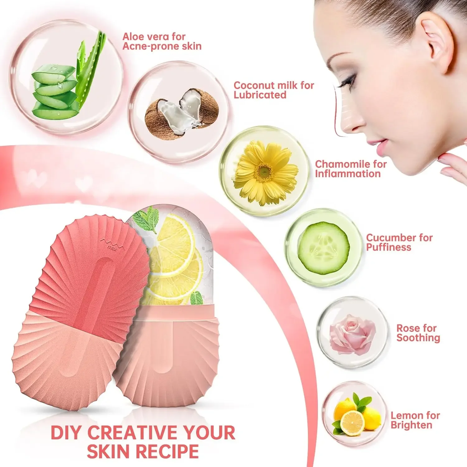 Silicone Face Ice Cube Mold for Beauty Skin Care Ice Face Mold Sphere Face Ice Cubes for Brighten Lubricate Fine Lines Ice Mold image 4