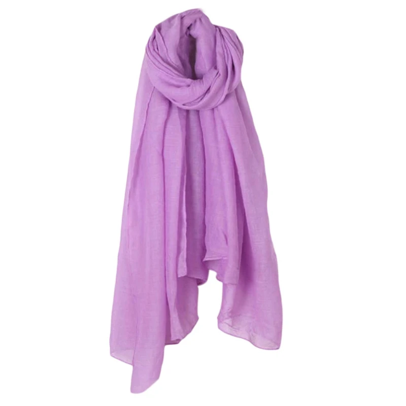 Fashion 17 Colors Women Long Scarf Wrap Scarves Vintage Cotton Linen Large Shawl Hijab Elegant Solid Purple Black Red 180*45cm