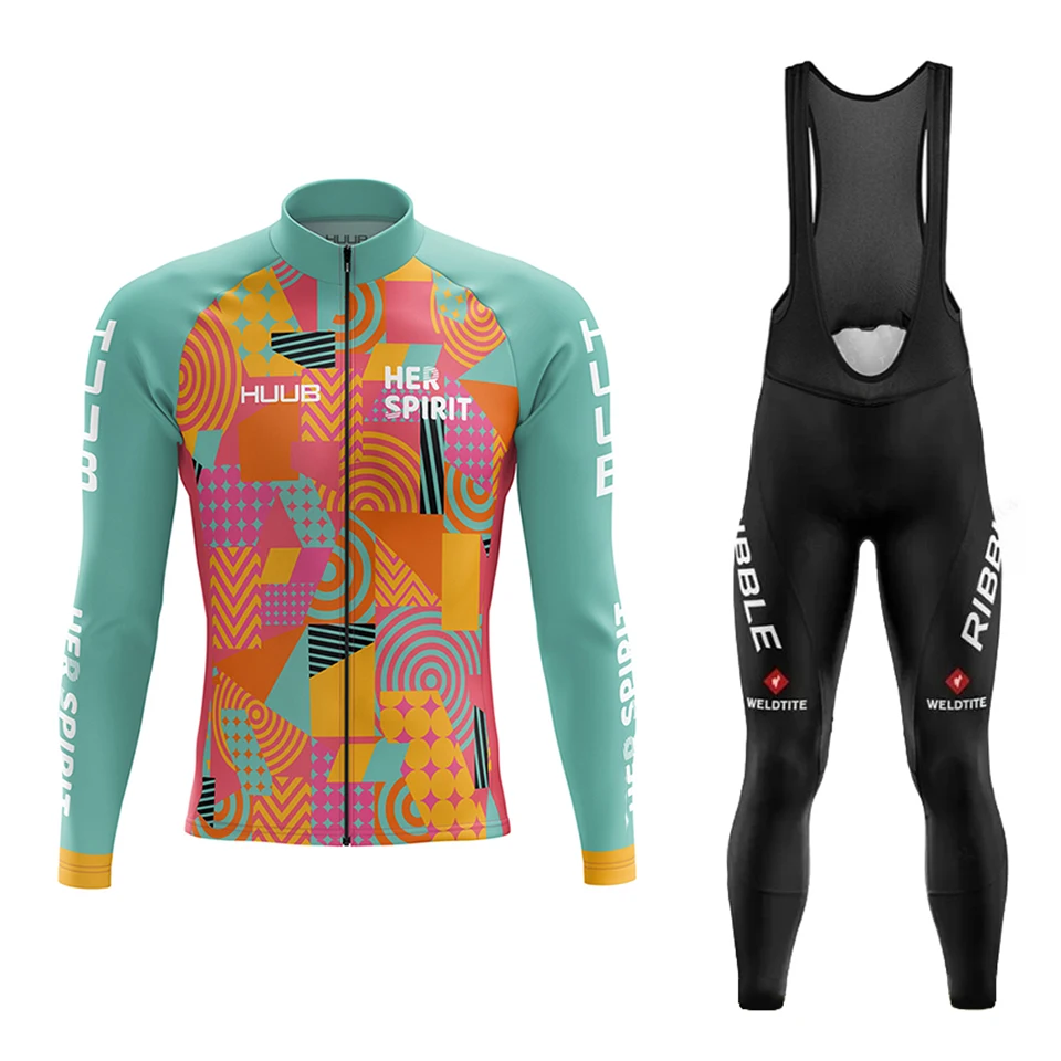 

HUUB Pro Team Autumn Long Sleeve Cycling Jersey Set Bib Pants Ropa Ciclismo Clothing Bike Uniform Men Bicycle Clothes Mailllot