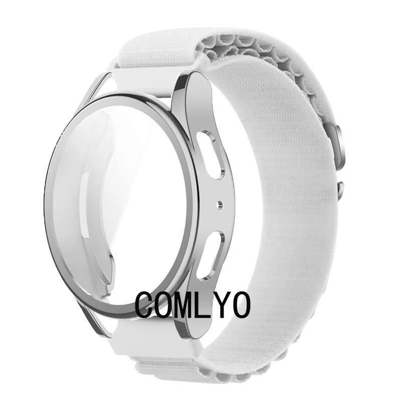 2 w1 dla Samsung Galaxy watch 7 44MM 40MM FE pasek etui Smart Watch nylonowa miękka bransoletka na nadgarstek pełna osłona na zderzak kobiet mężczyzn