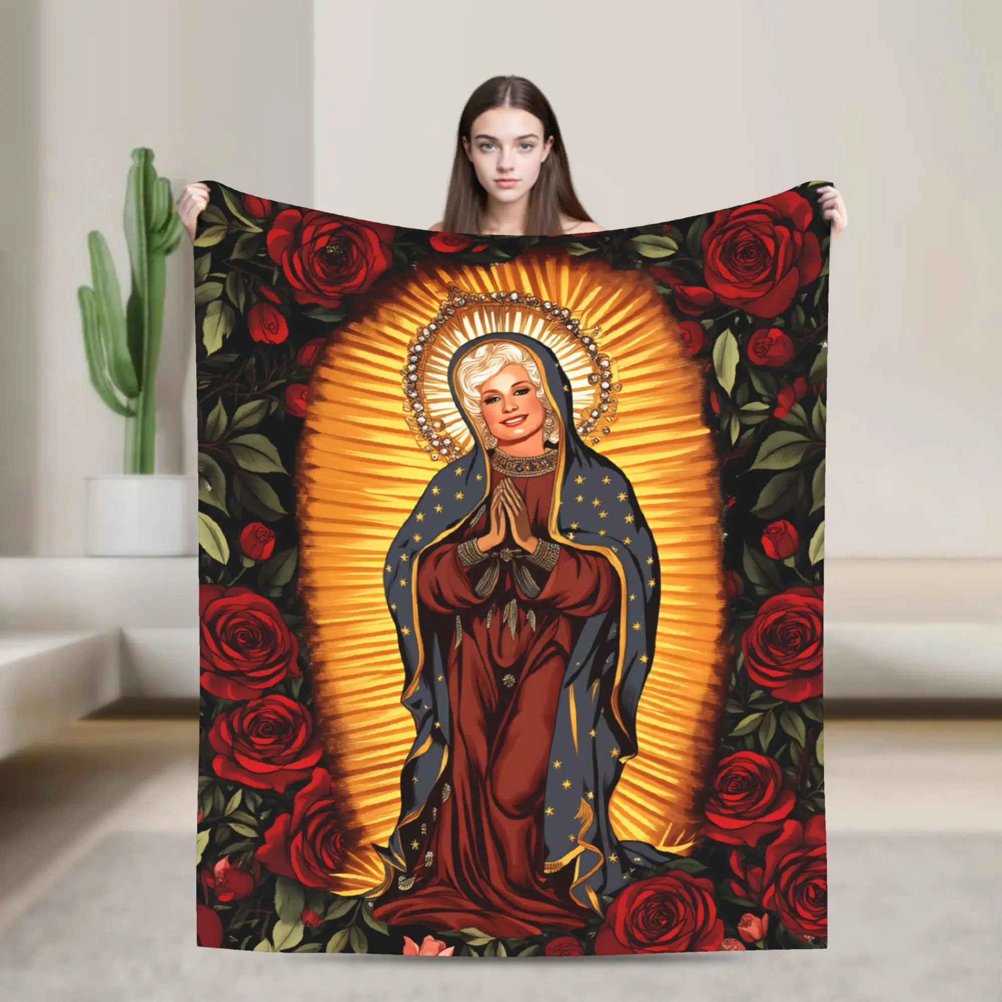 Saint D-Dollys of Guadalupe Singer Knitted Blankets Flannel Music Super Warm Throw Blankets for Airplane Travel Bed Rug